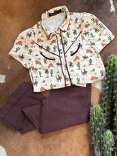 Load image into Gallery viewer, Ivory Cactus Pearl Snap Short Sleeve