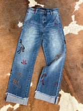 Load image into Gallery viewer, Western Print Mid Rise Boyfriend Jeans