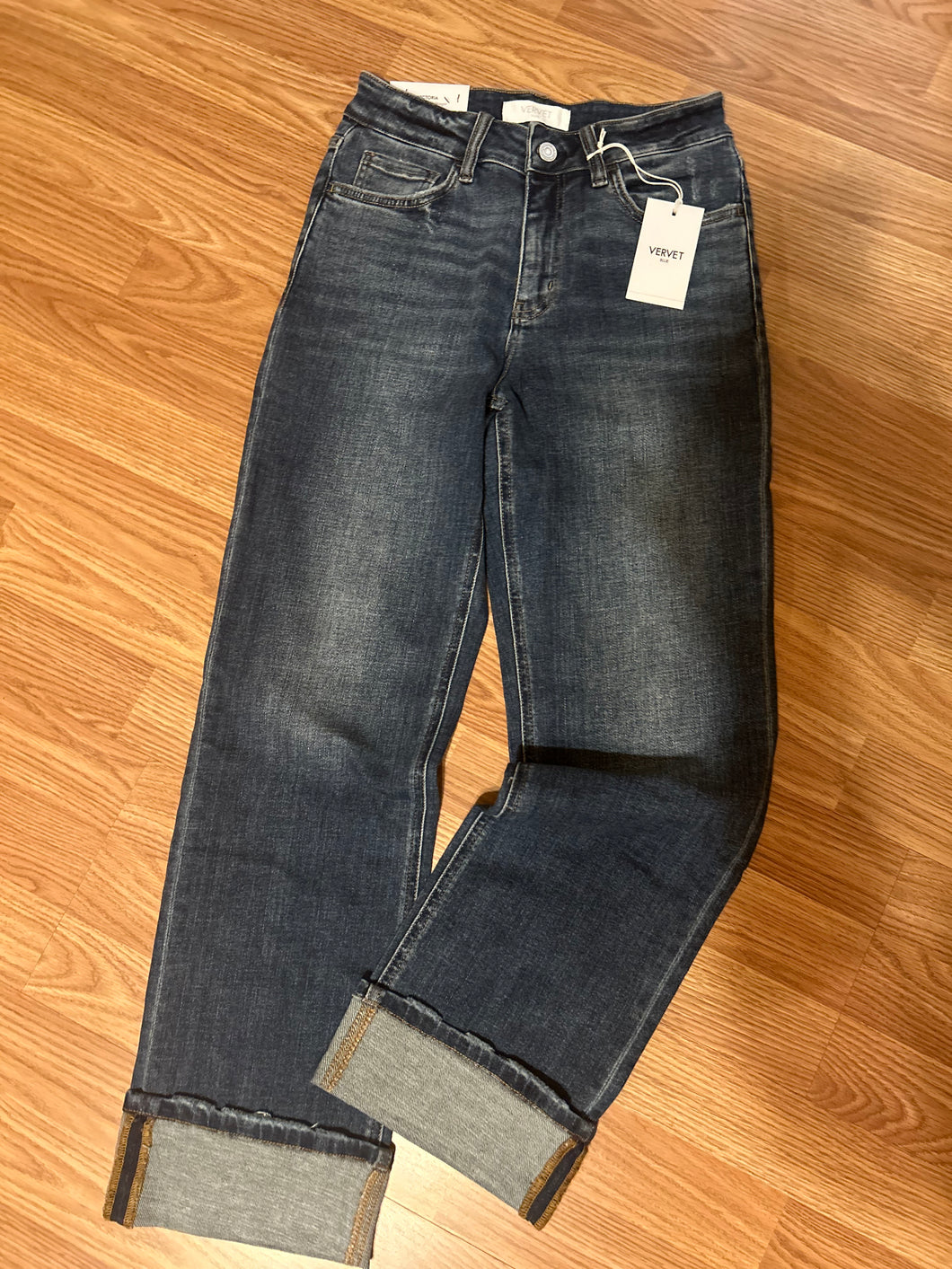 High Rise Cuffed Straight Jean