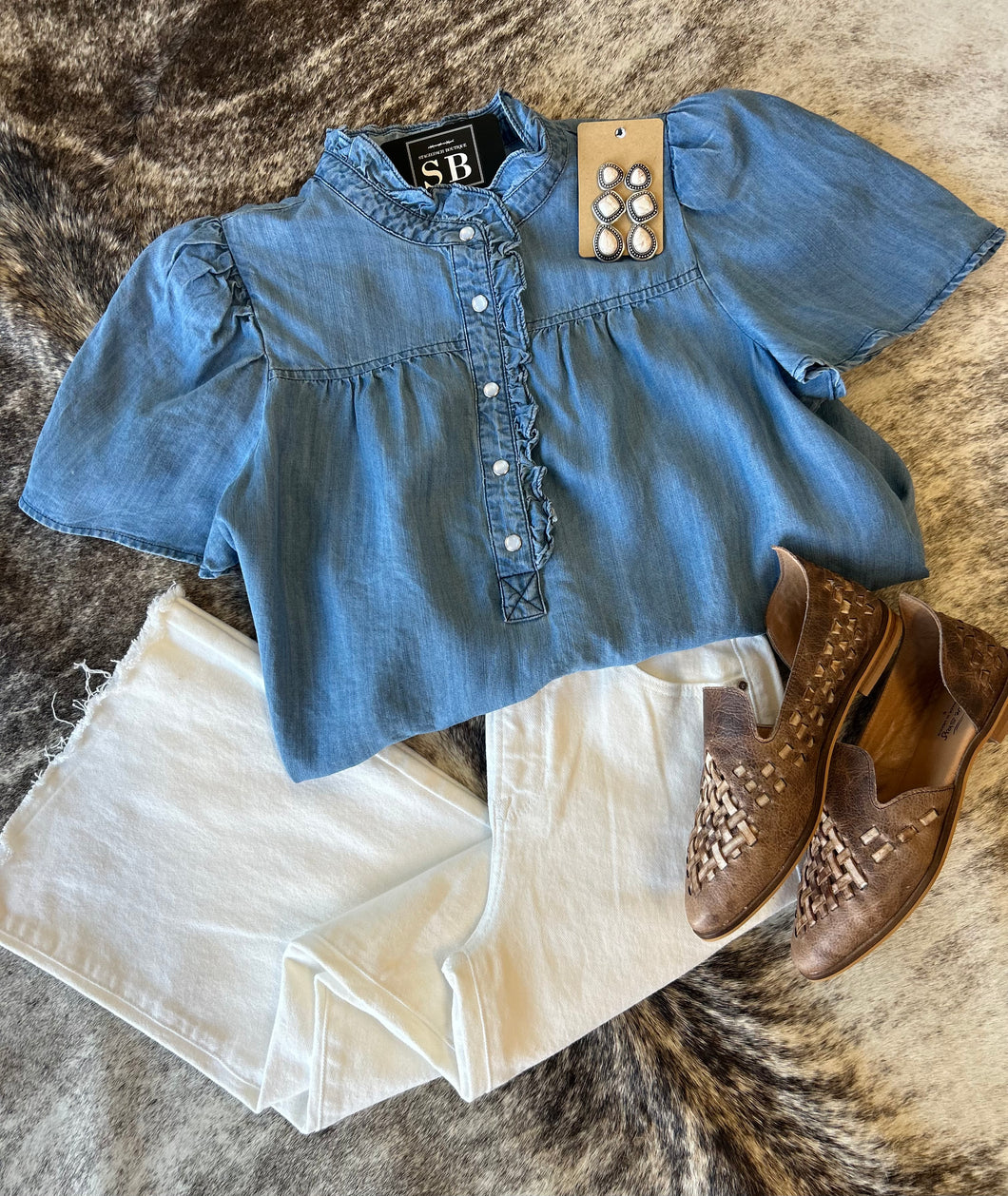 Washed Denim Chambray Top