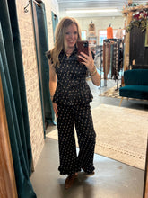 Load image into Gallery viewer, Navy Polka Dot Pants
