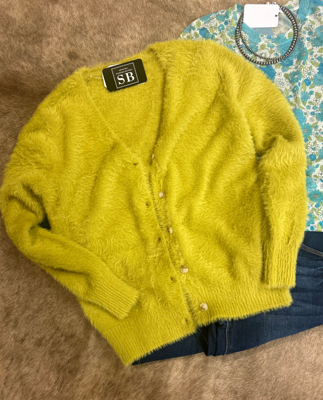 Lime Fuzzy Cardigan