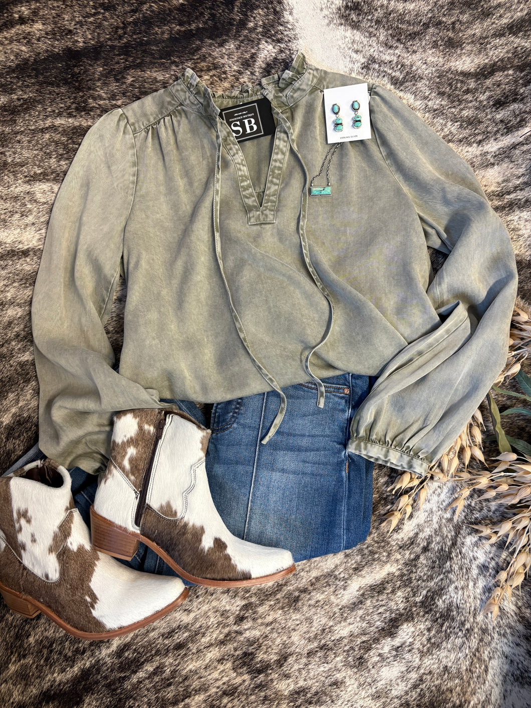 Vintage Green Washed Blouse