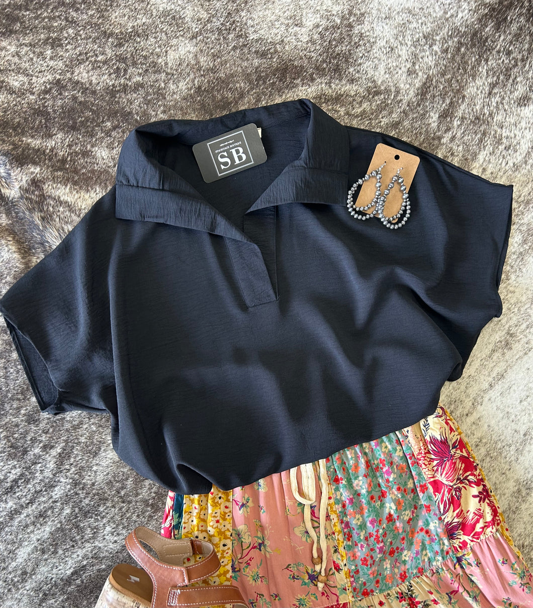 Split Neck Dolman Top