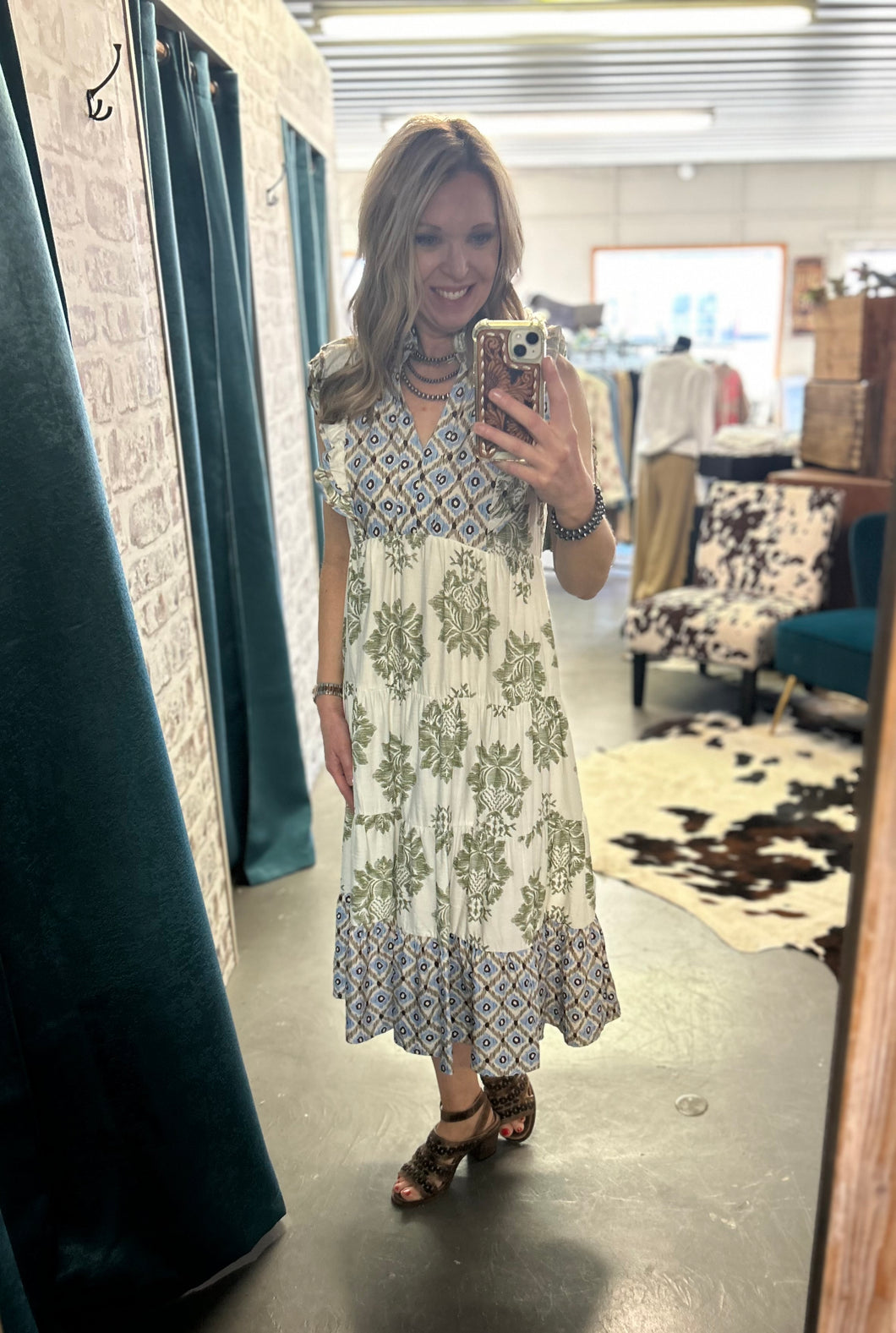 Olive Mix Midi Dress