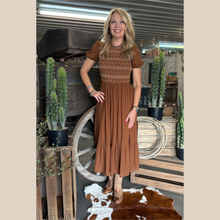 Load image into Gallery viewer, Brown Smocked Midi Dress

