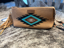 Load image into Gallery viewer, Embroidered Aztec Canvas Wristlet
