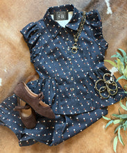 Load image into Gallery viewer, Navy Polka Dot Top
