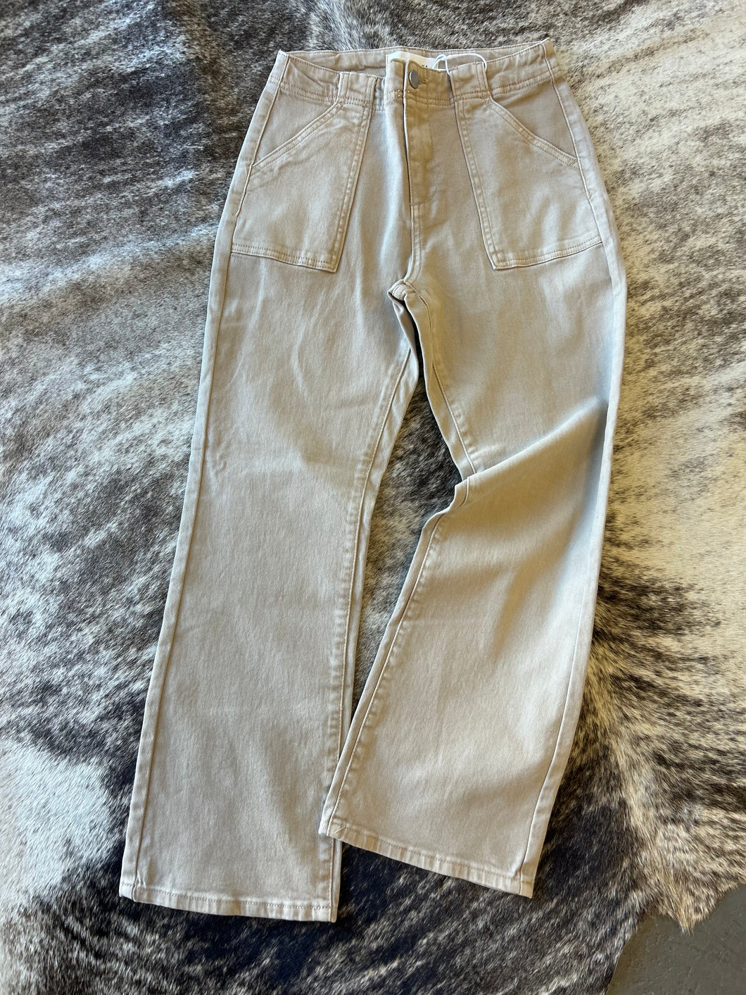 Latte Ankle Patch Pocket Jeans