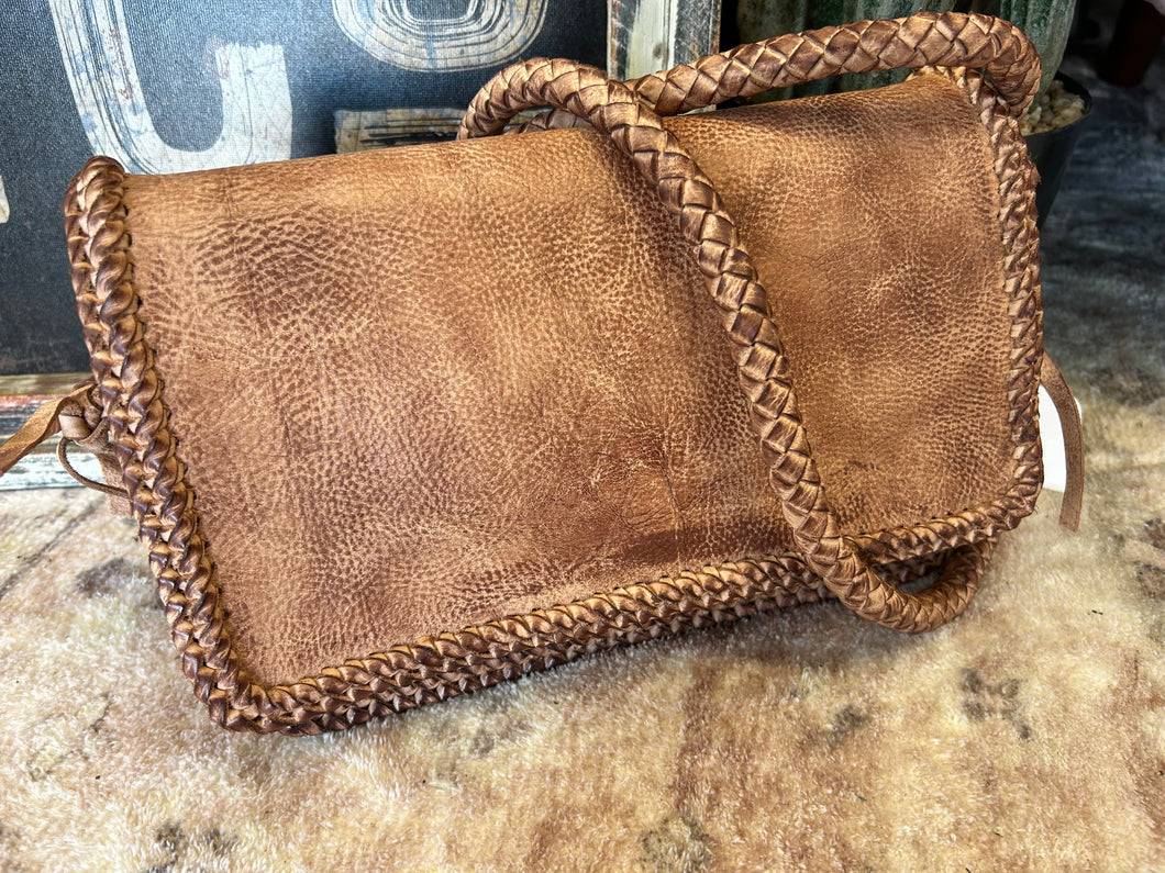 Woven Detail Leather Purse