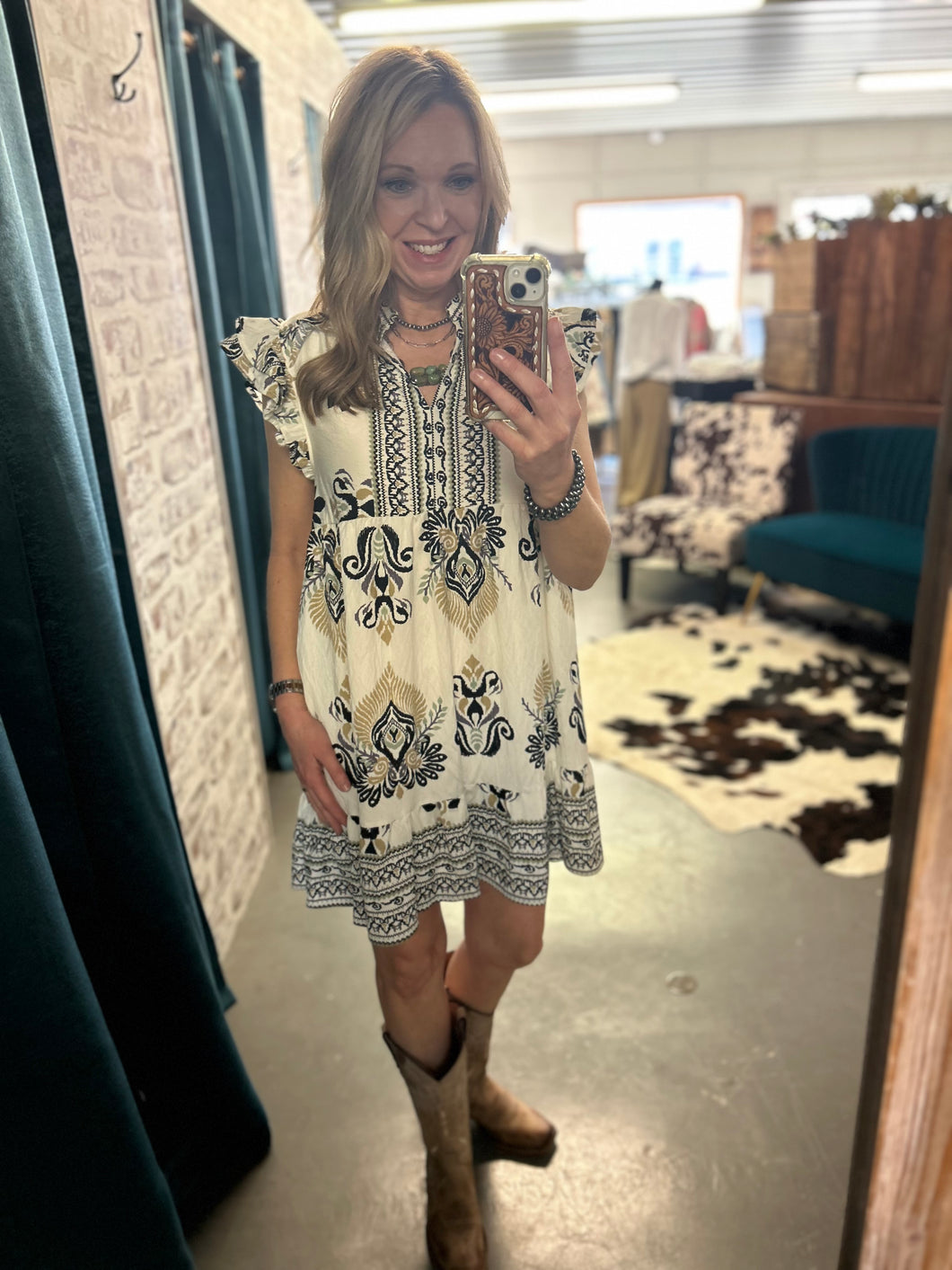 Tiered Mandarin Collar Dress