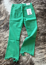 Load image into Gallery viewer, Spring Green Crop Flare Jean
