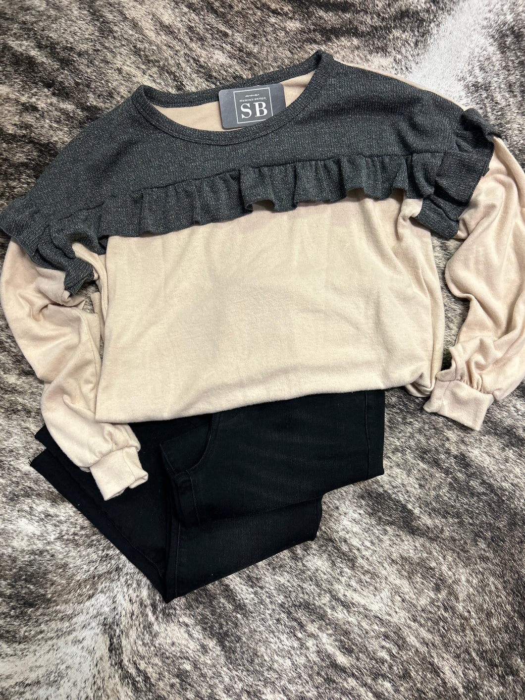 Charcoal Ruffle Sweatshirt