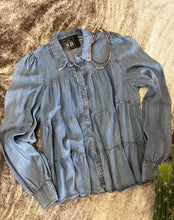 Load image into Gallery viewer, Tiered Chambray Denim Shirt
