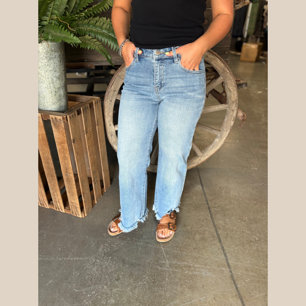 Mid Rise Crop Wide Leg