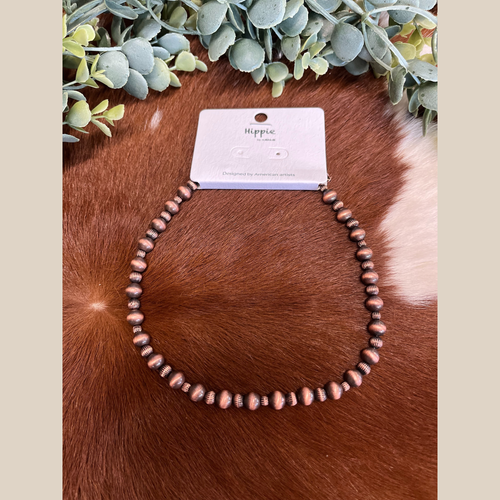 Copper western Navajo style pearl choker necklace.