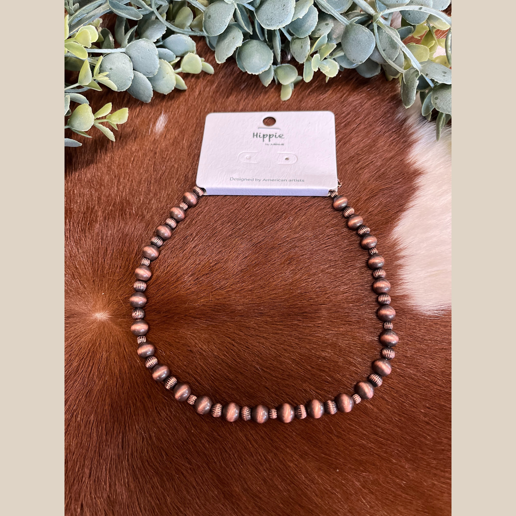 Copper western Navajo style pearl choker necklace.