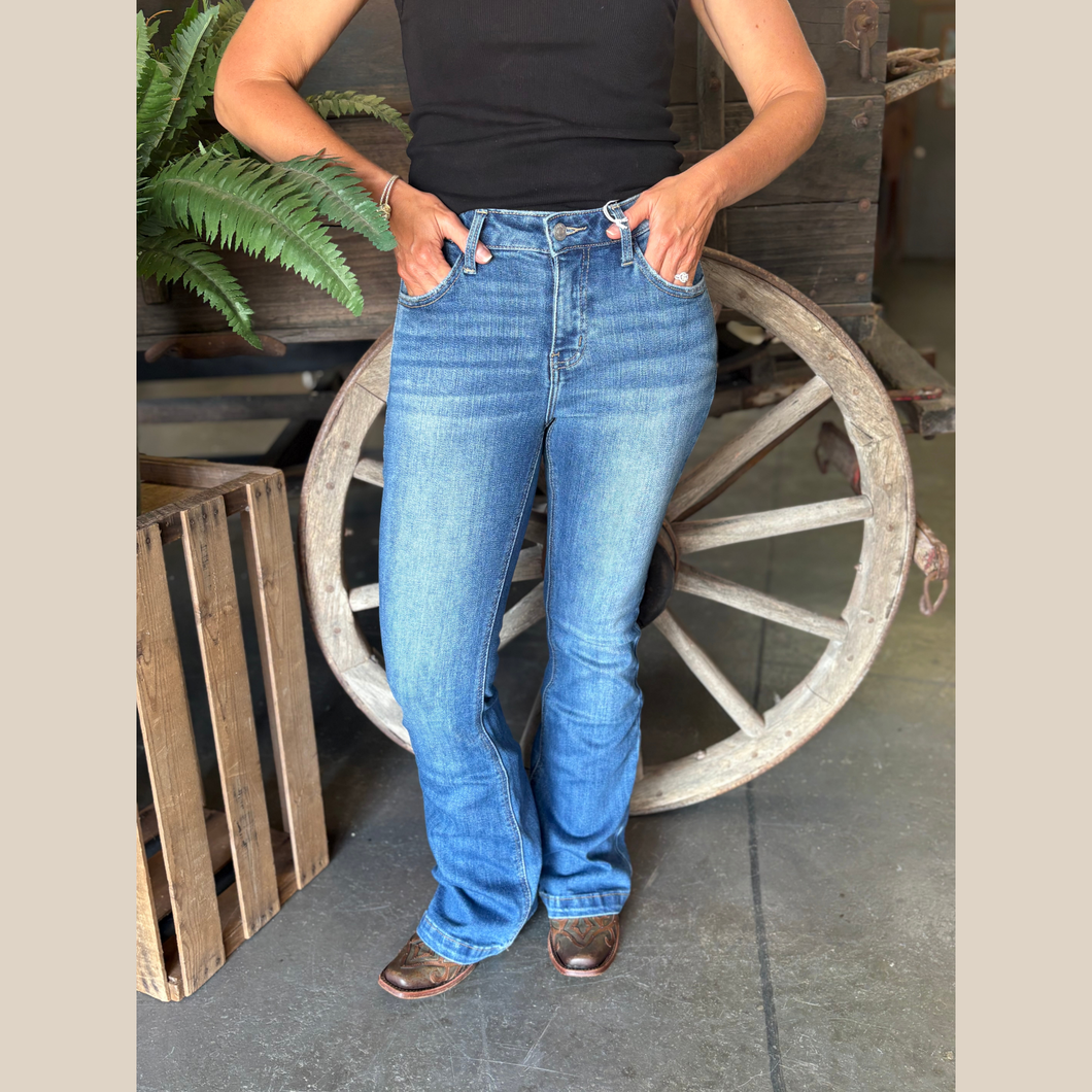 Petite Mid Rise Flare Jeans