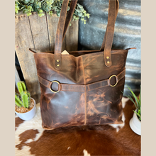 Load image into Gallery viewer, Genuine leather tote with spacious interior and discreet concealed carry compartment for everyday use.
