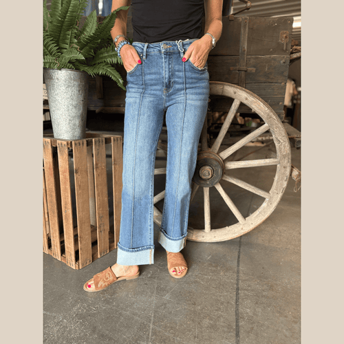 High Rise Wide Cuff Jean - Stagecoach Boutique