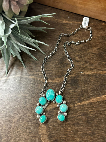 Kingman Turq Squash Blossom Necklace - Stagecoach Boutique