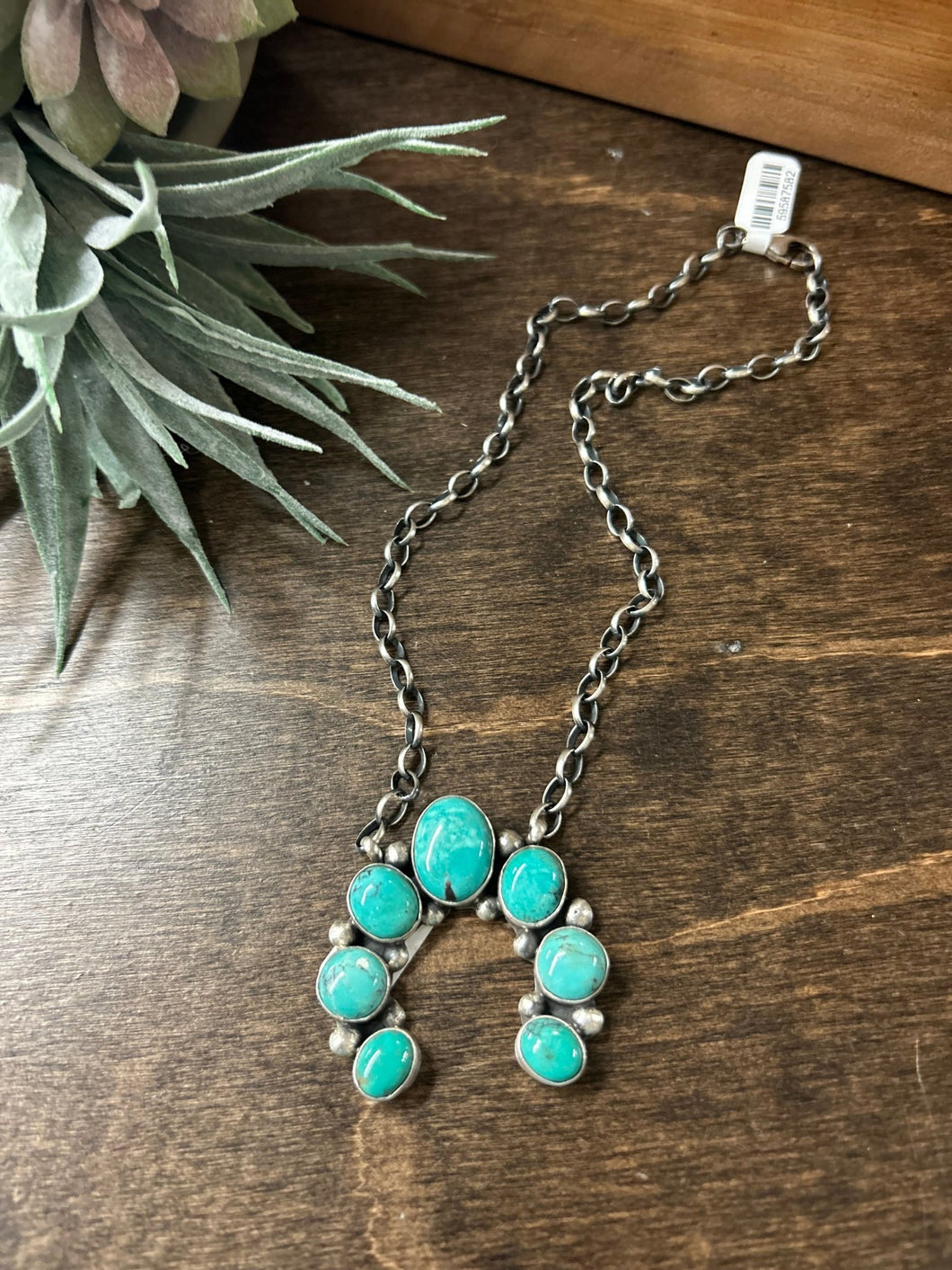 Kingman Turq Squash Blossom Necklace - Stagecoach Boutique
